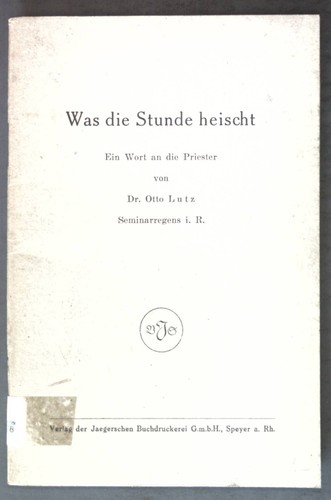 Was die stunde heischt - stunde, heischt: