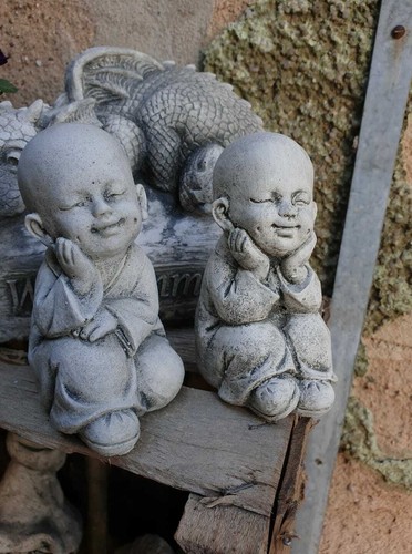 Steinfigur 2er set buddha - steinfigur,